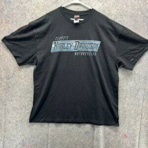 Harley Davidson Shirt Men 2XL Black Blue Casual Motorcycle Tee Biker 2017